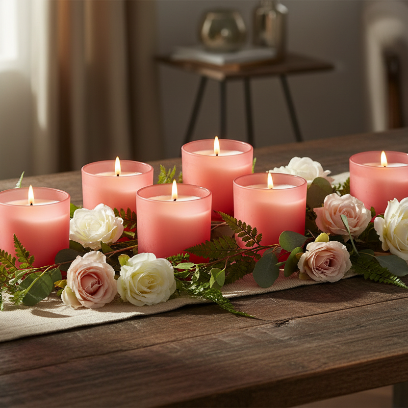 Bulk Candles - Pink Frosted Jars